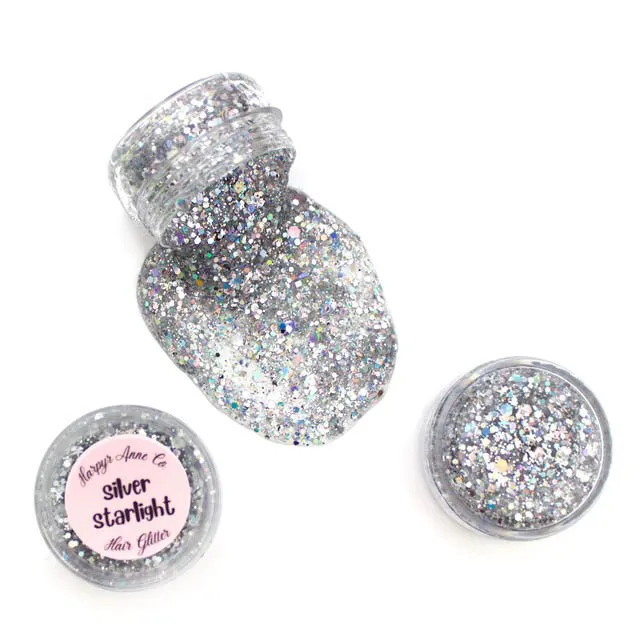 Silver Starlight Hair Glitter Gel
