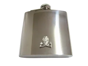 Silver Toned Shiny Skull Cross Bone 6 Oz. Stainless Steel Flask