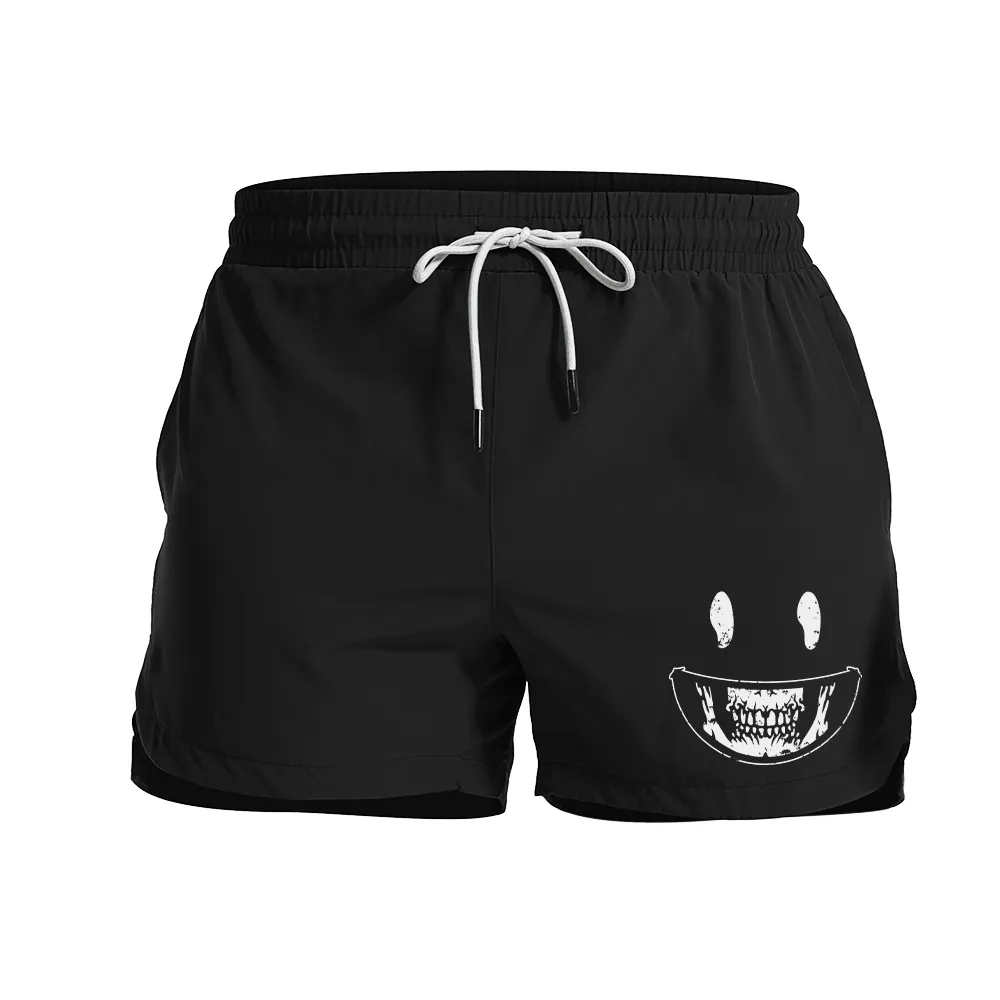 Skeleton Smiley Graphic Shorts