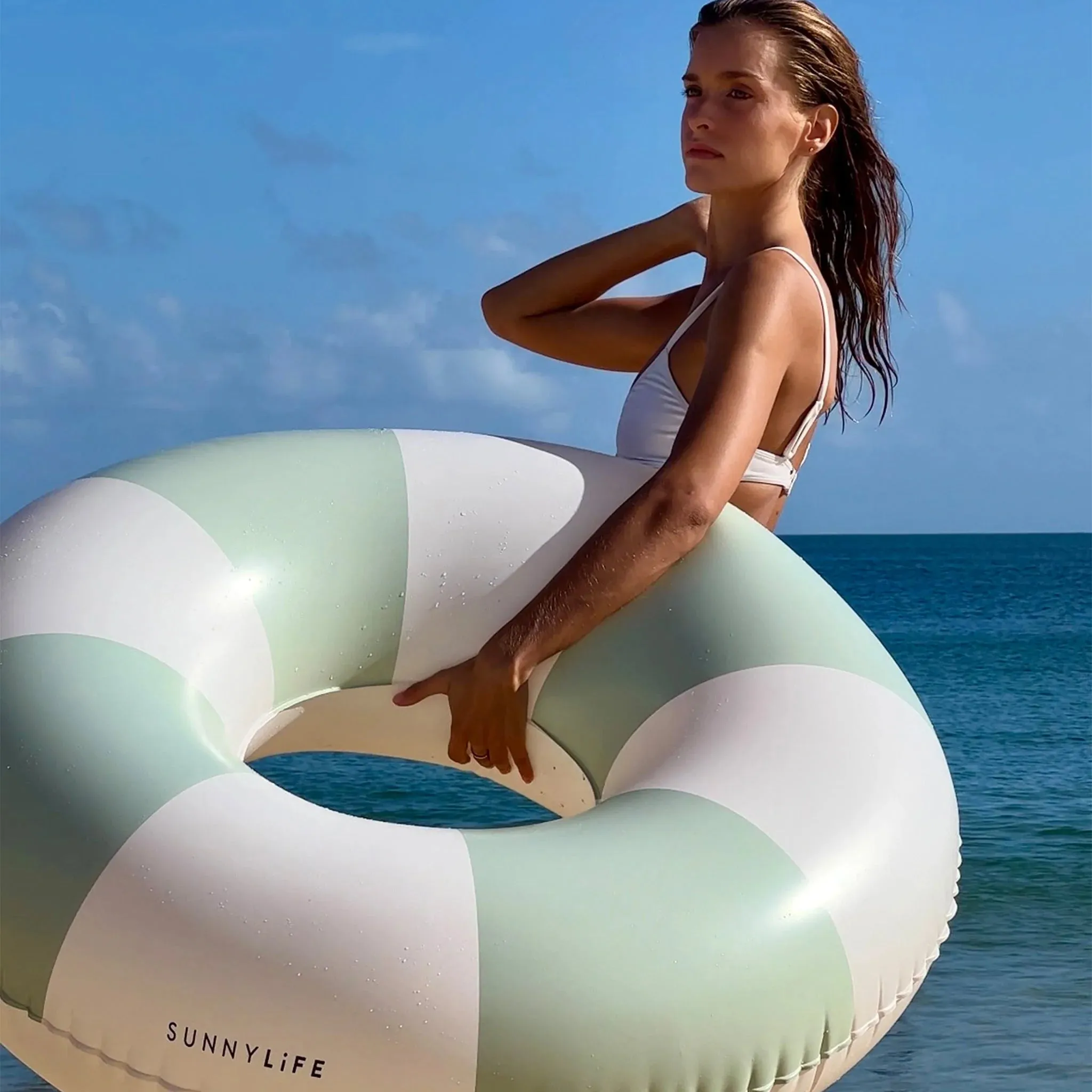 Soft Olive Tube Pool Ring