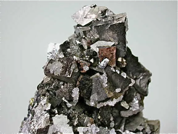 SOLD Calcite on Arsenopyrite, Trepca Complex, Kosovska Municipality, Kosovo, Mined 2014, Small Cabinet 3.0 x 5.3 x 7.7 cm, $125.  Online 4/6/15.