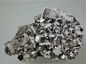 SOLD Calcite on Arsenopyrite, Trepca Complex, Kosovska Municipality, Kosovo, Mined 2014, Small Cabinet 3.0 x 5.3 x 7.7 cm, $125.  Online 4/6/15.