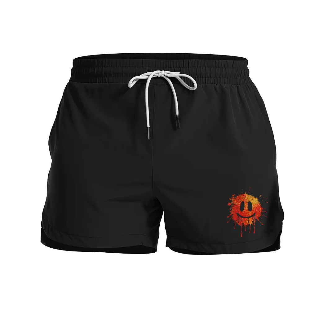 Splash Smiley Face Graphic Shorts