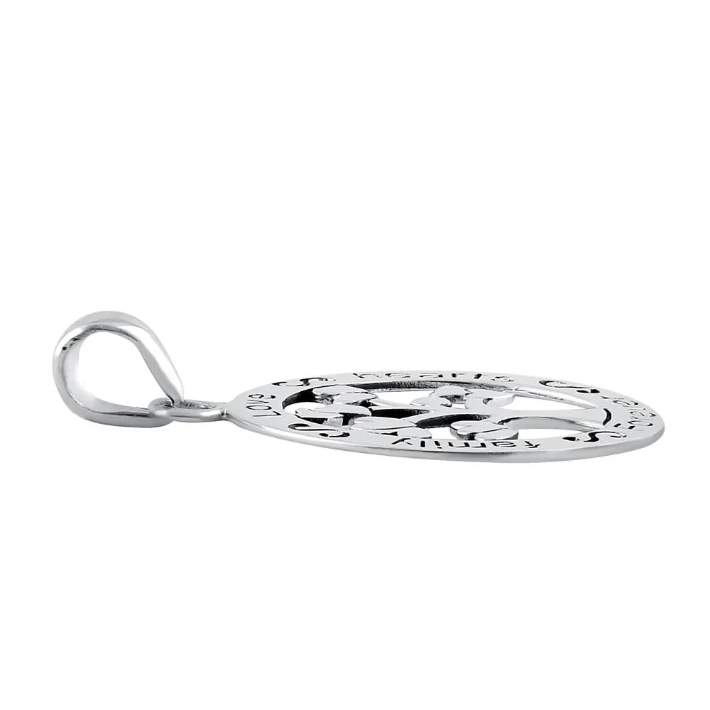 Sterling Silver Family Hearts Love Forever Pendant