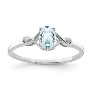 Sterling Silver Genuine Oval Gemstone and Diamond Ring