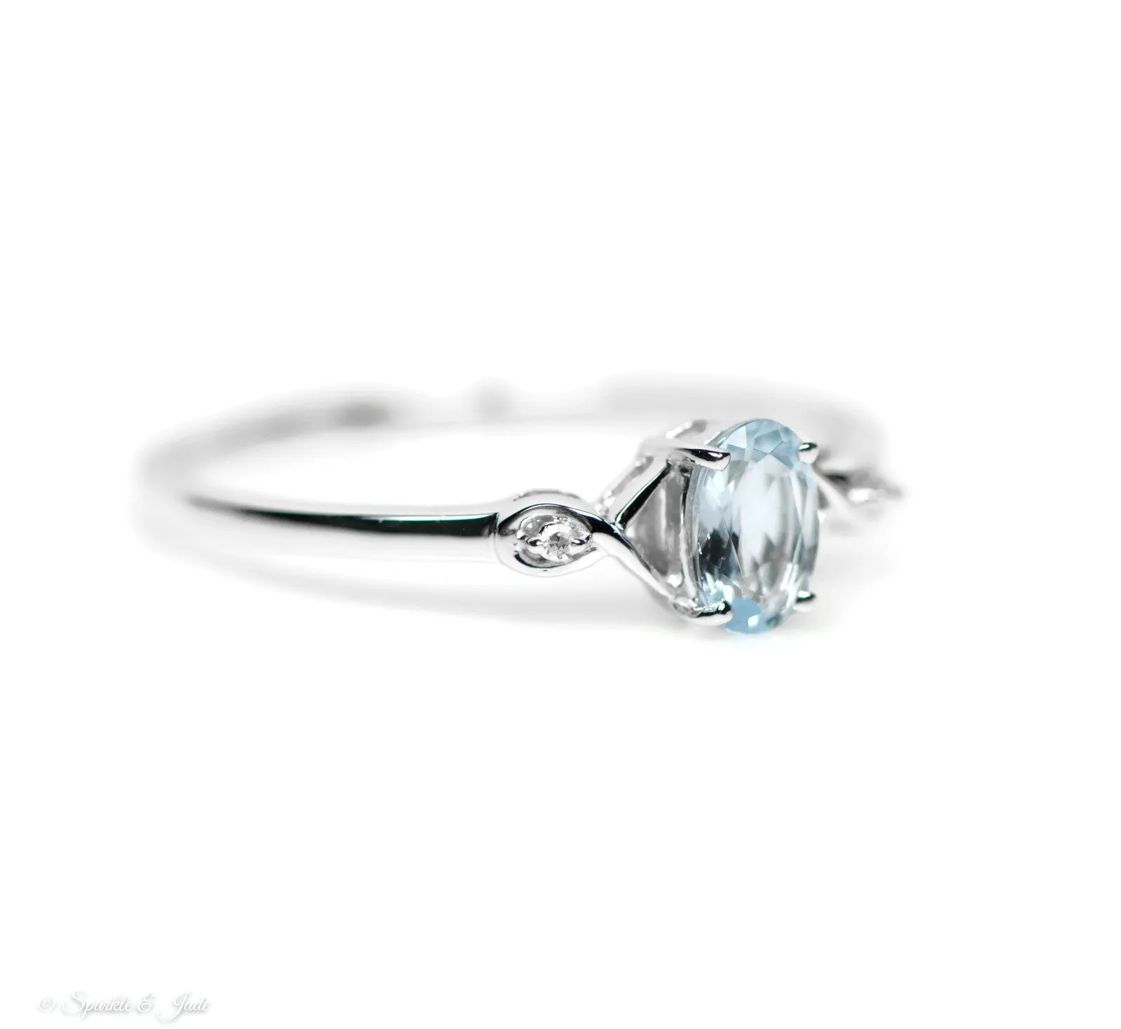 Sterling Silver Genuine Oval Gemstone and Diamond Ring