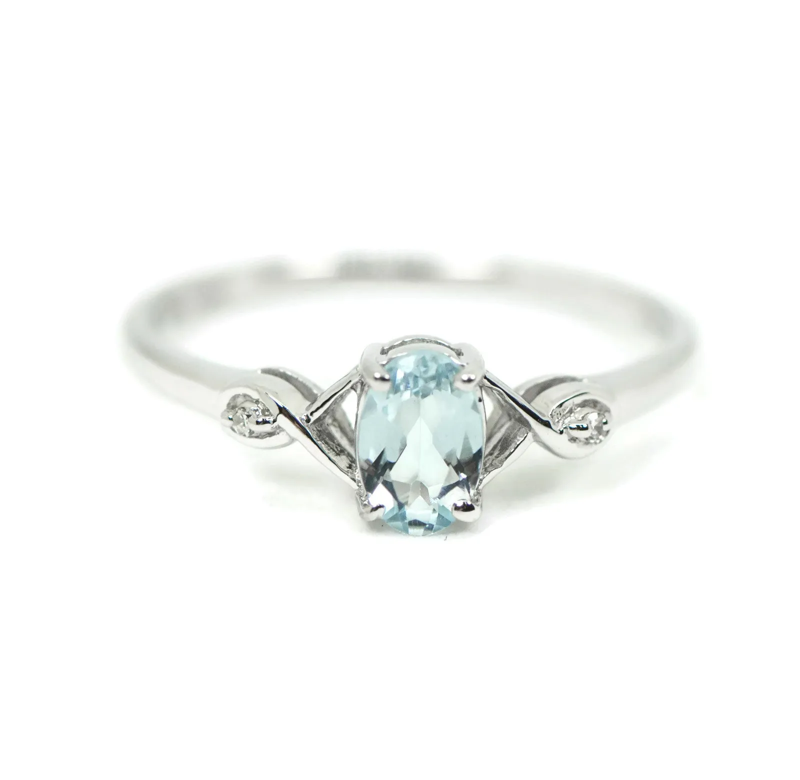 Sterling Silver Genuine Oval Gemstone and Diamond Ring