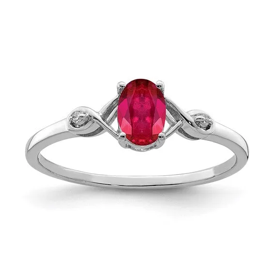 Sterling Silver Genuine Oval Gemstone and Diamond Ring