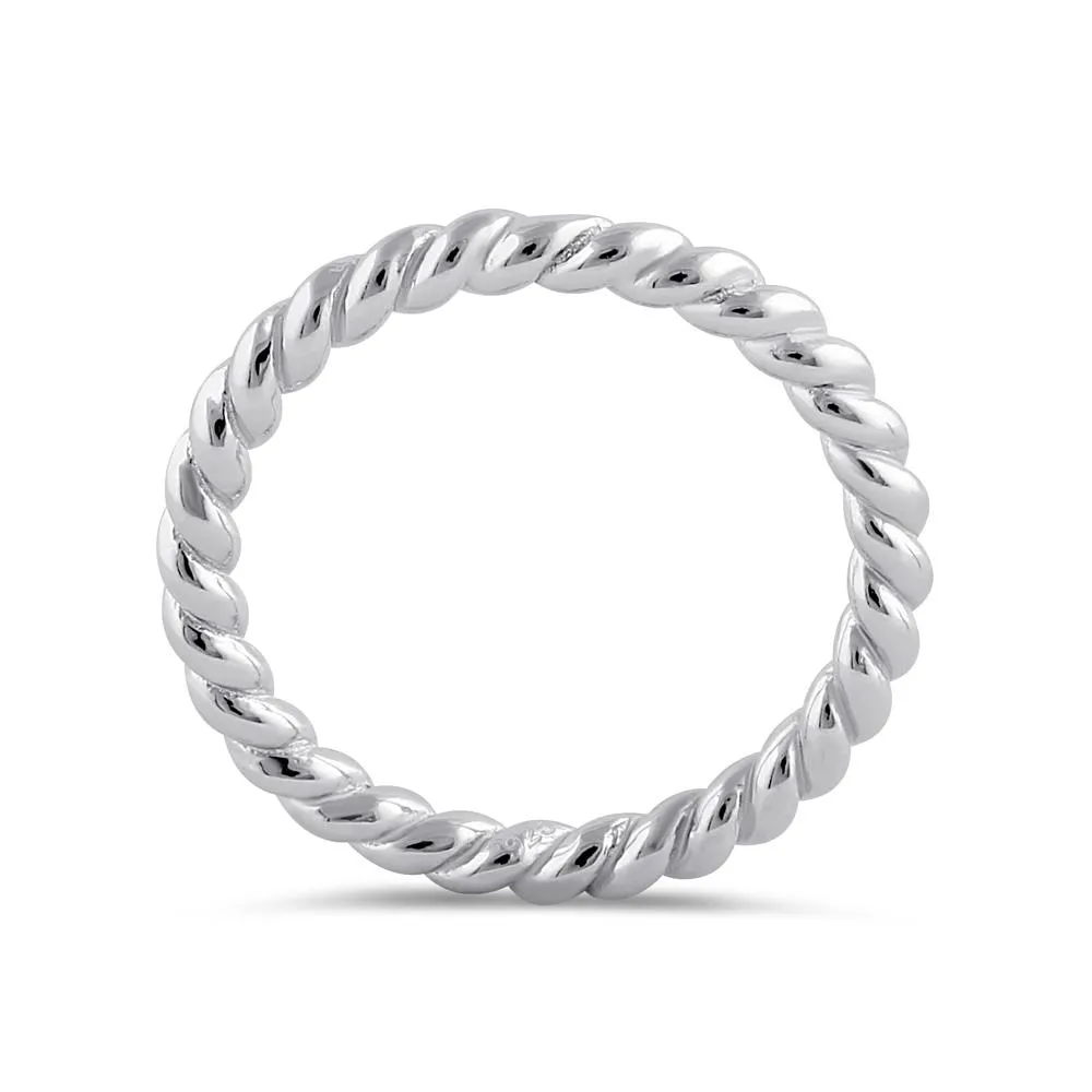 Sterling Silver Stackable Rope Ring