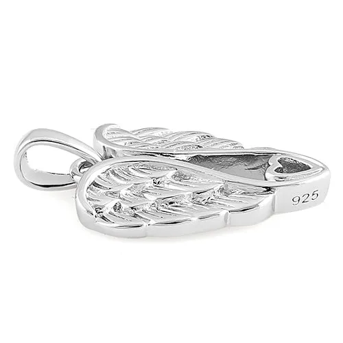 Sterling Silver Wings Heart Pendant