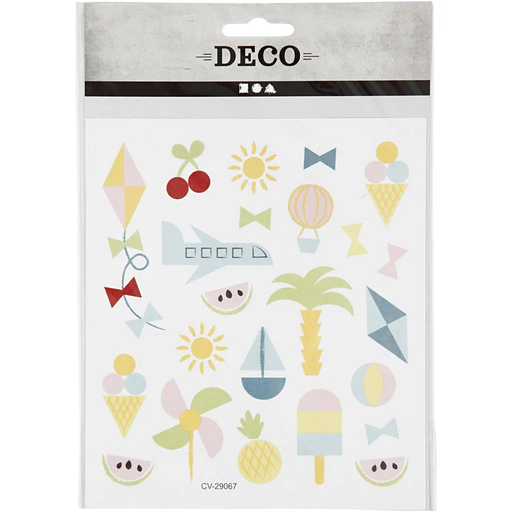 Stickers, sheet 15x16.5cm, approx. 25 pc, summer holiday, 1 sheet