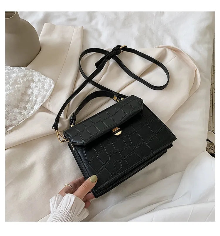 Stone Patent White Cross Bags For Women 2021 Small Handbag