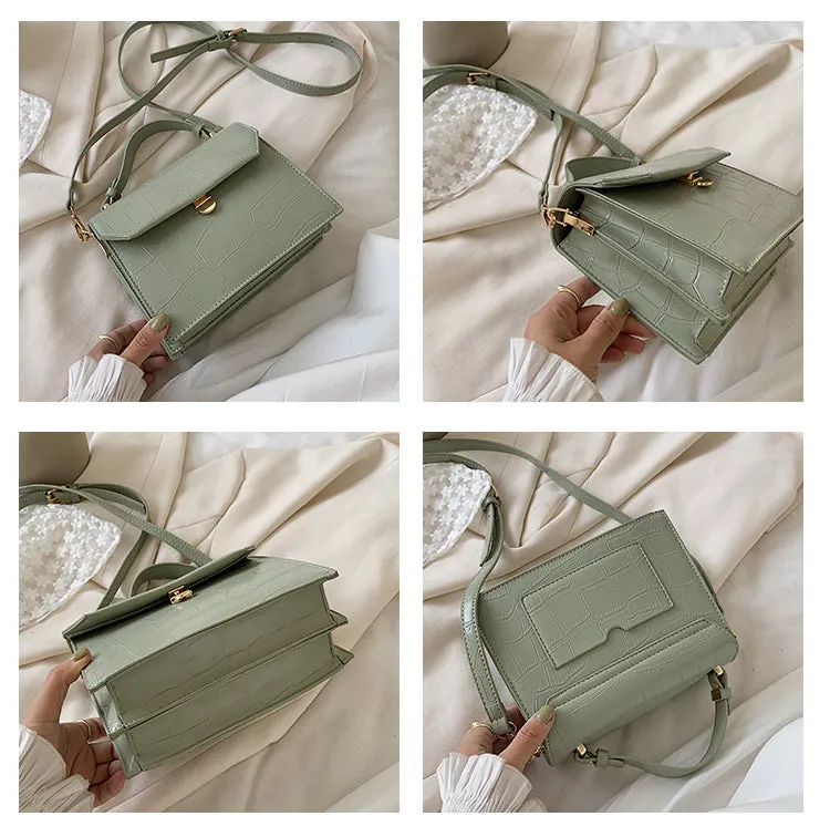 Stone Patent White Cross Bags For Women 2021 Small Handbag
