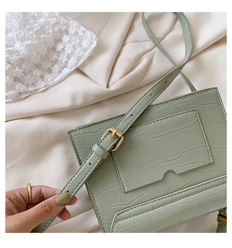Stone Patent White Cross Bags For Women 2021 Small Handbag