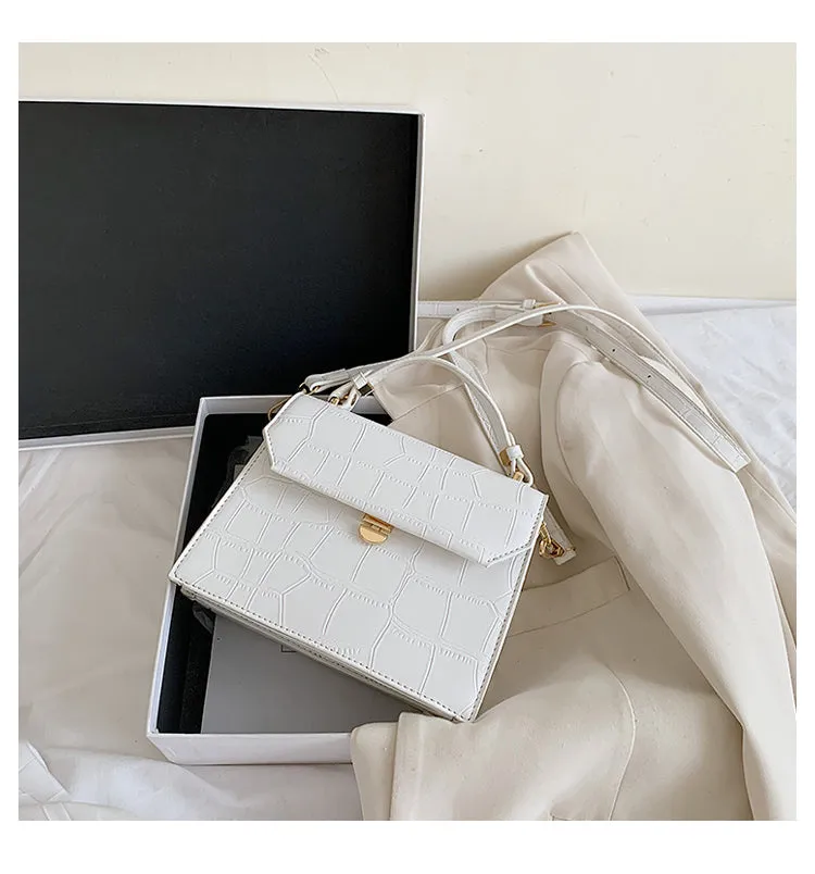 Stone Patent White Cross Bags For Women 2021 Small Handbag