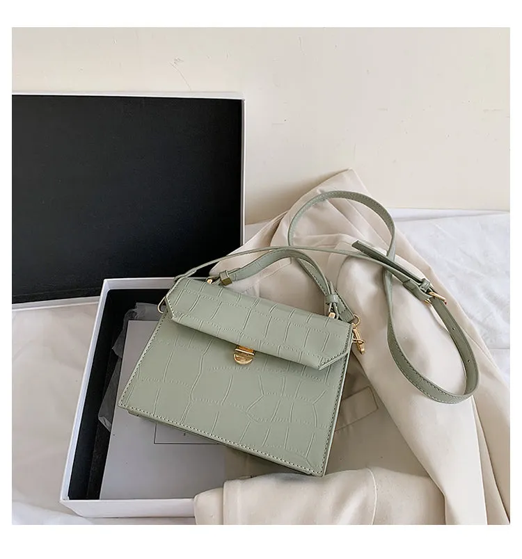 Stone Patent White Cross Bags For Women 2021 Small Handbag