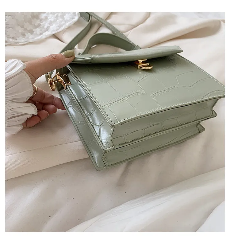 Stone Patent White Cross Bags For Women 2021 Small Handbag