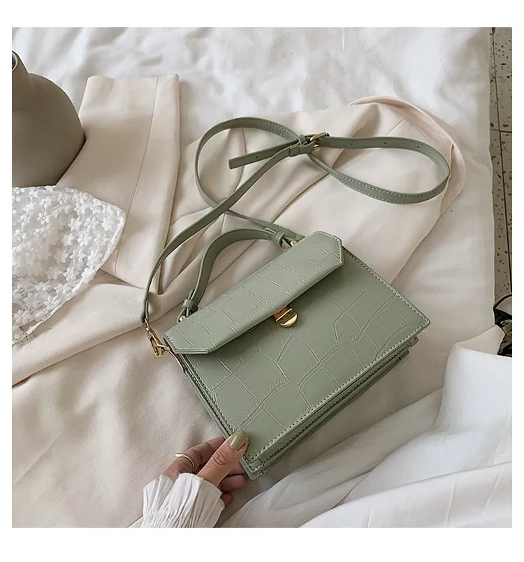 Stone Patent White Cross Bags For Women 2021 Small Handbag