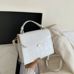 Stone Patent White Cross Bags For Women 2021 Small Handbag