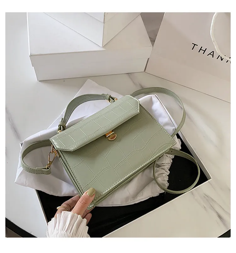 Stone Patent White Cross Bags For Women 2021 Small Handbag