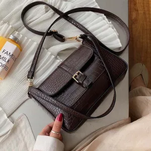 Stone Pattern Belt Designer Faux Leather Crossbody Bags