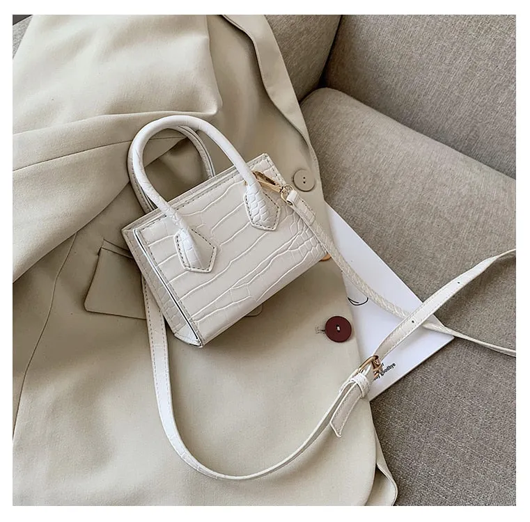 Stone Pattern Mini Square Tote Bag Summer New High Quality Leather Shoulder Bag