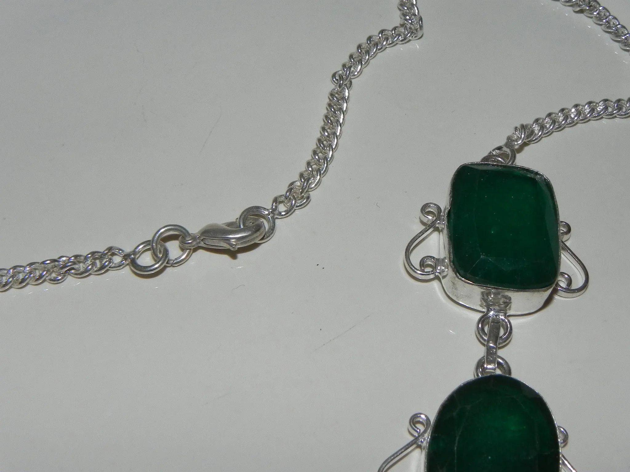 Stone   Sterling Necklace w/ Emerald