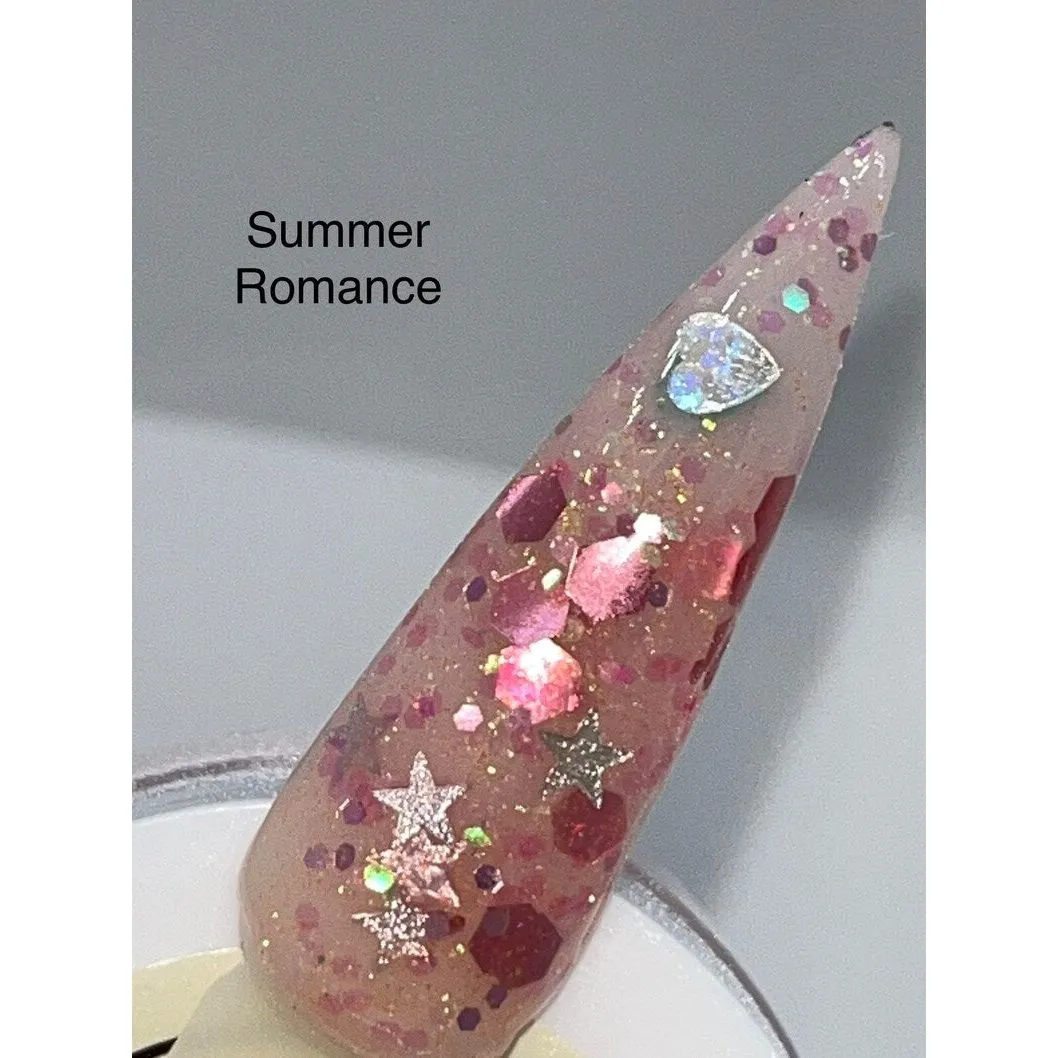 Summer Romance Glitter acrylic powder, best glitter acrylic powder, glitter acrylic powder for acrylic nails, glitter nail dip, glitter nail dipping powder, acrylic powder
