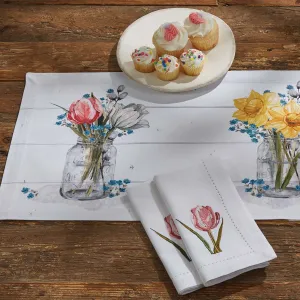 Table Runner Spring Farmhouse Mason Jar  36"