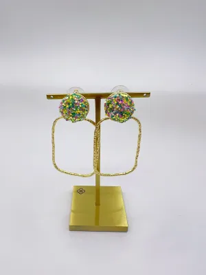Taylor Shaye, Glitter Top Hoops- Cherry Rectangle