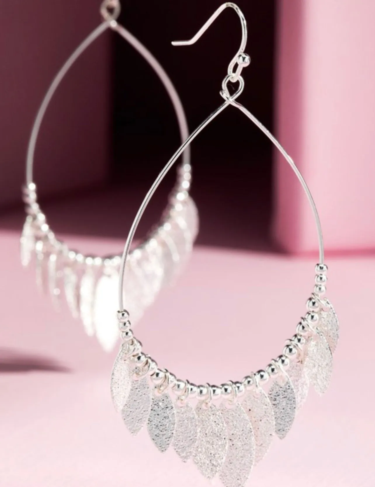 Teardrop Leaf Charm Earrings