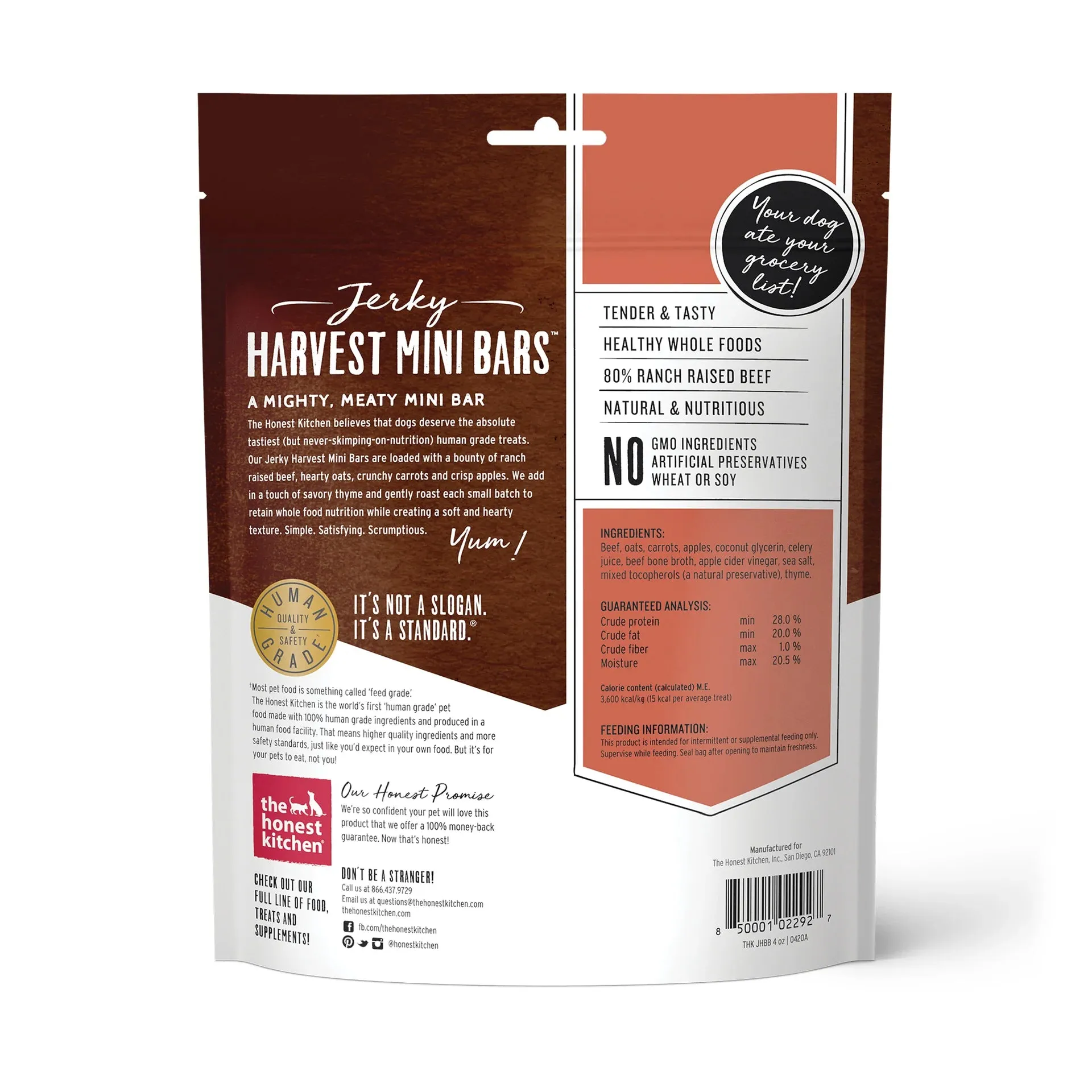 The Honest Kitchen Dog Jerky Harvest Mini Bars
