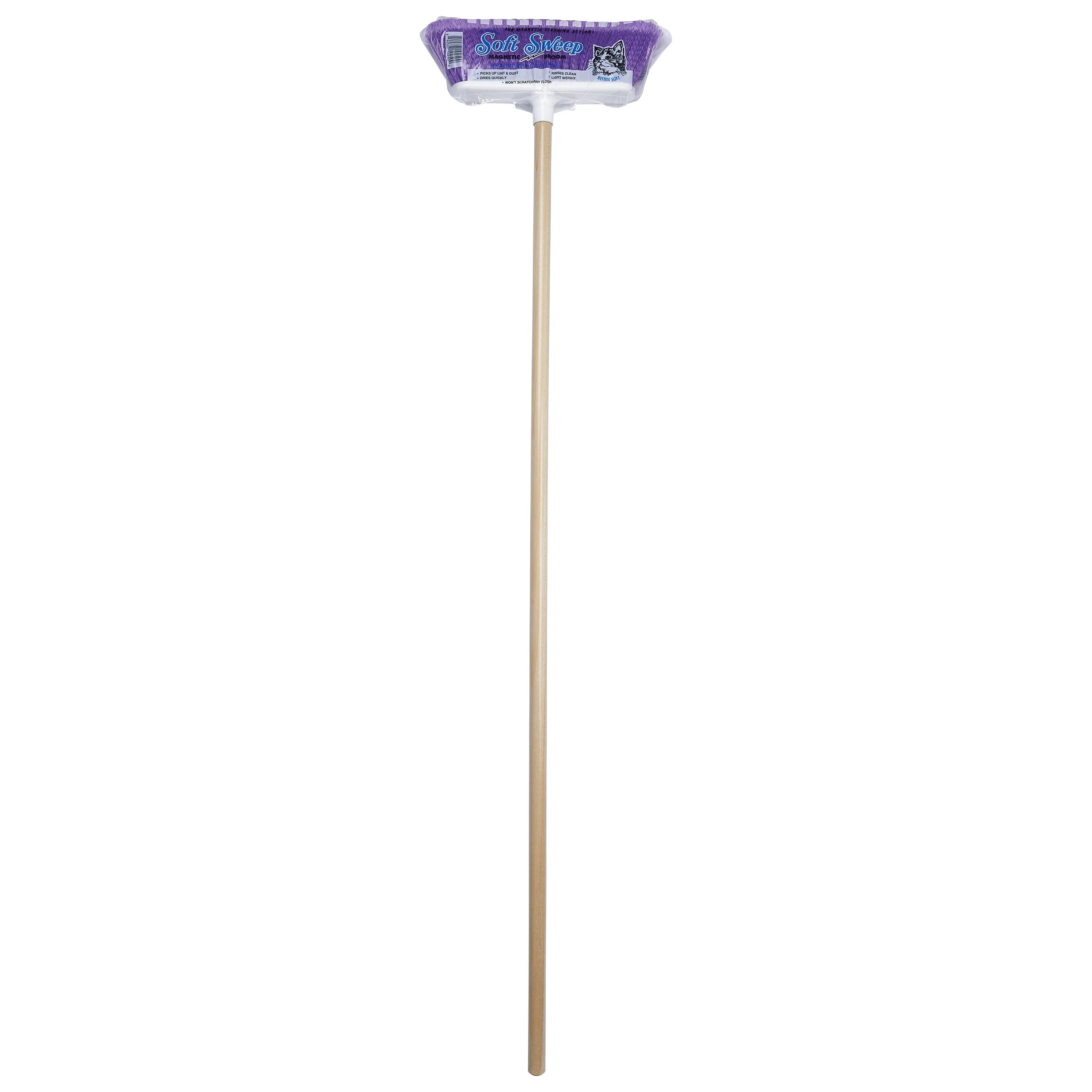 The Original Soft Sweep Magnetic Action Violet Broom with Natural Finish Wood Handles