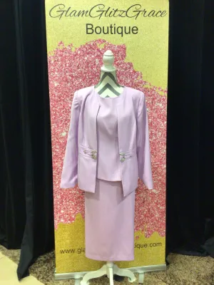 Three Piece Shiny Buckle Skirt Suit Set