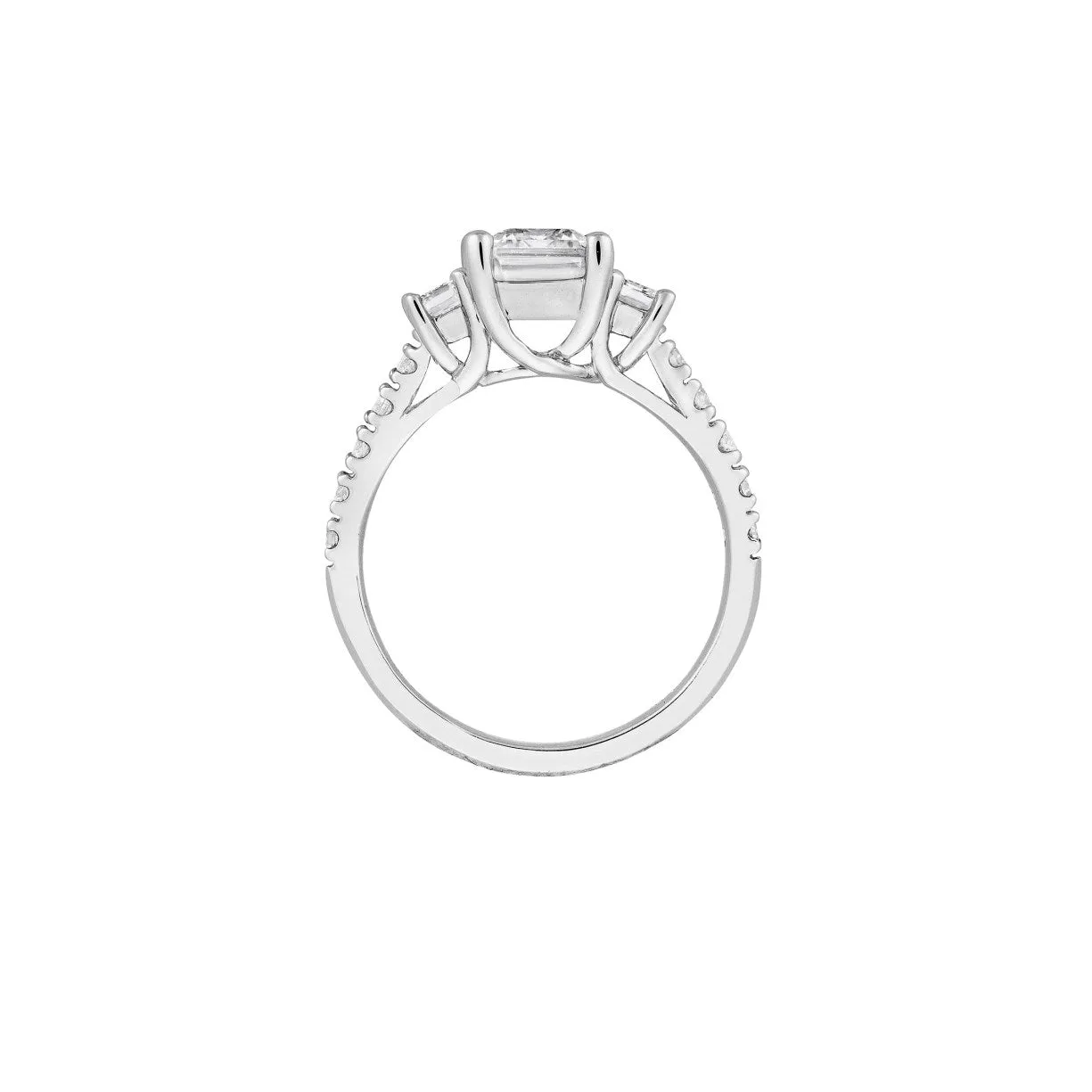 Three Stone Emerald with Side Stone Ring