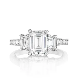 Three Stone Emerald with Side Stone Ring