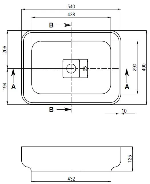 Toka Lite Fine Edged Basin - Rectangle Shaped - 540mm - CSB60-540