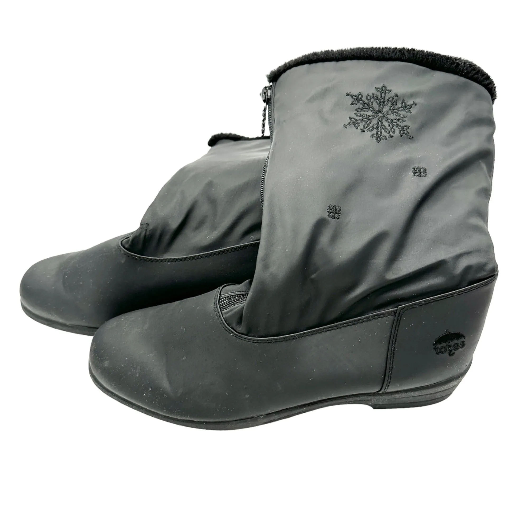 Totes All Weather Footwear Boots Size 11 Black Zip Up Faux Fur Lined