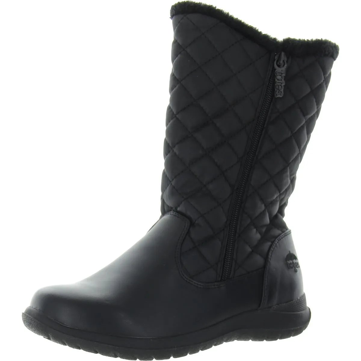 Totes Womens Jade Double Zipper Faux Fur Winter & Snow Boots