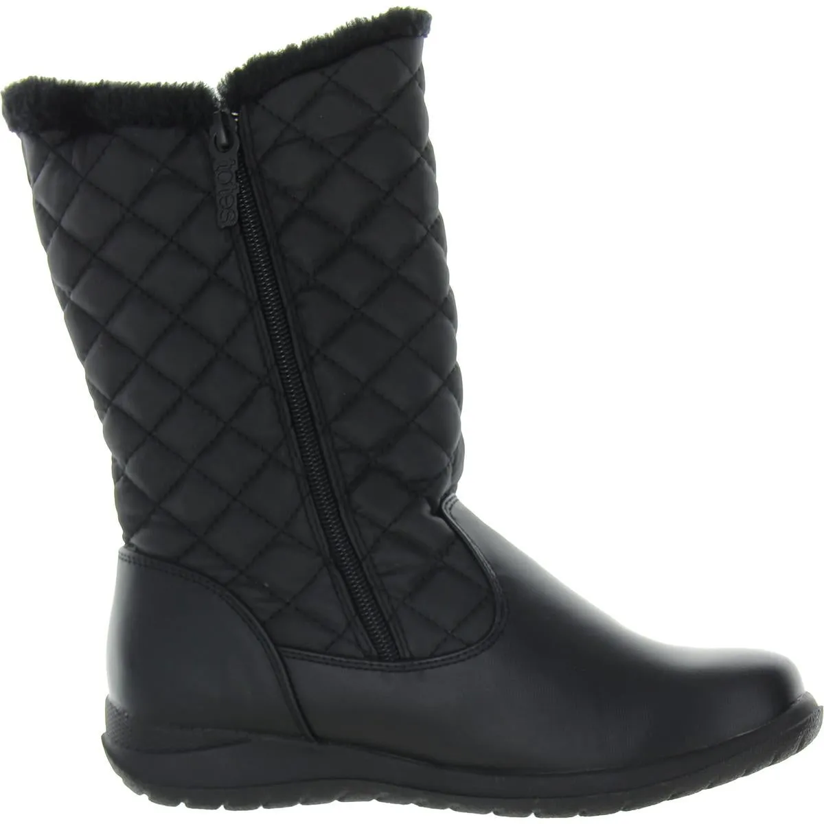 Totes Womens Jade Double Zipper Faux Fur Winter & Snow Boots