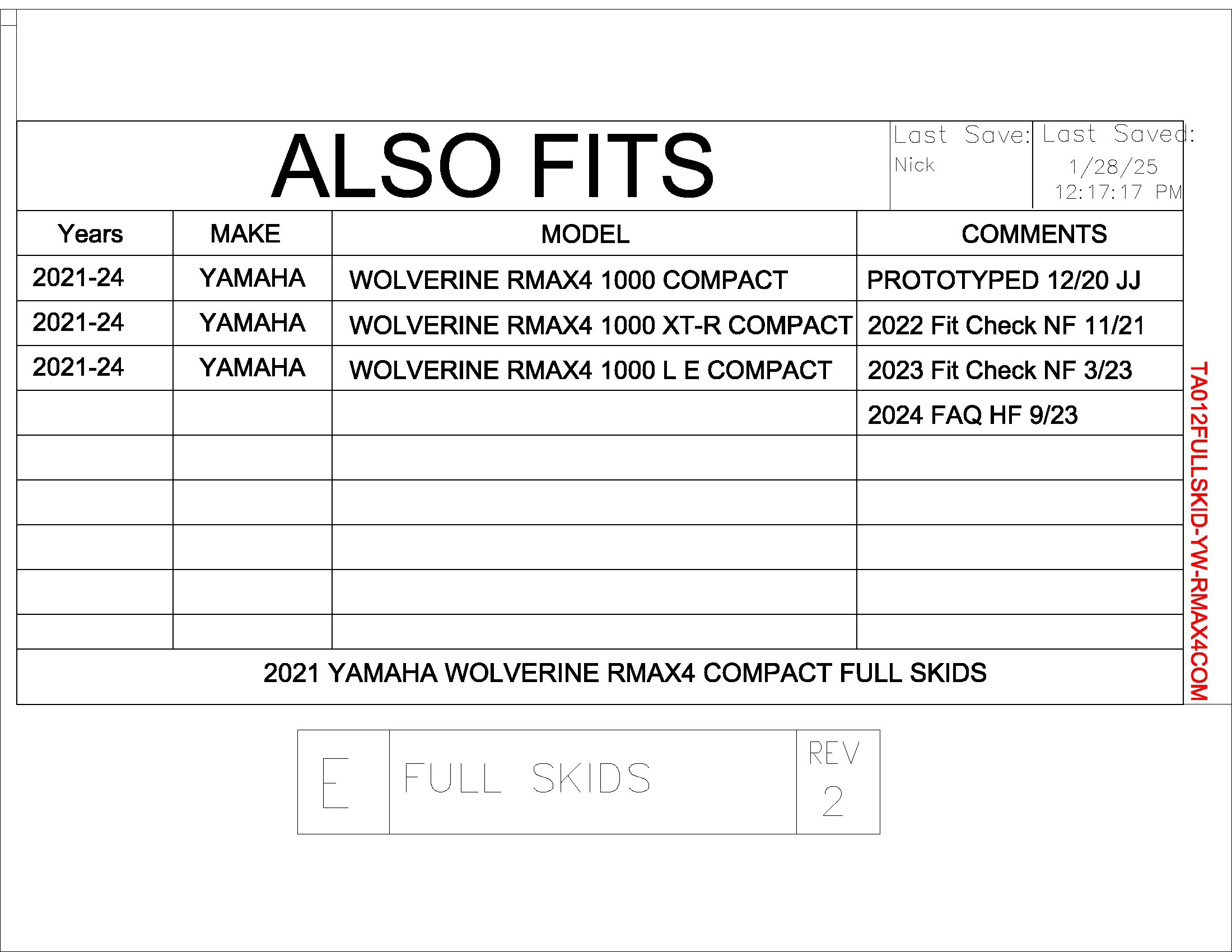 Trail Armor Yamaha Wolverine RMAX4 1000 Compact, RMAX4 1000 Compact X-TR, RMAX4 Compact 1000 Limited Edition Full Skids 2021 - 2024