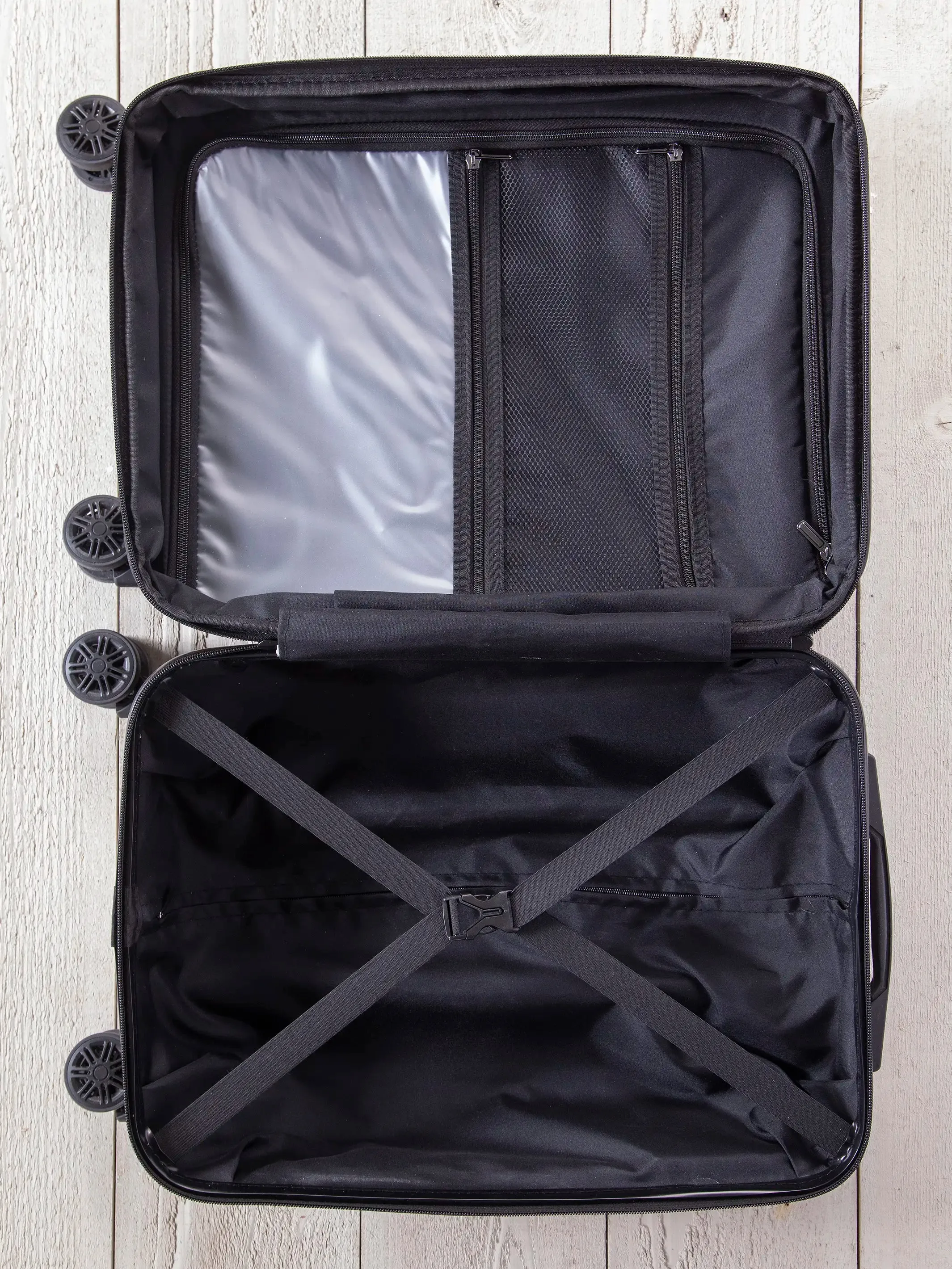 Travel Happy Carry-On Suitcase - Dark Square Patchwork