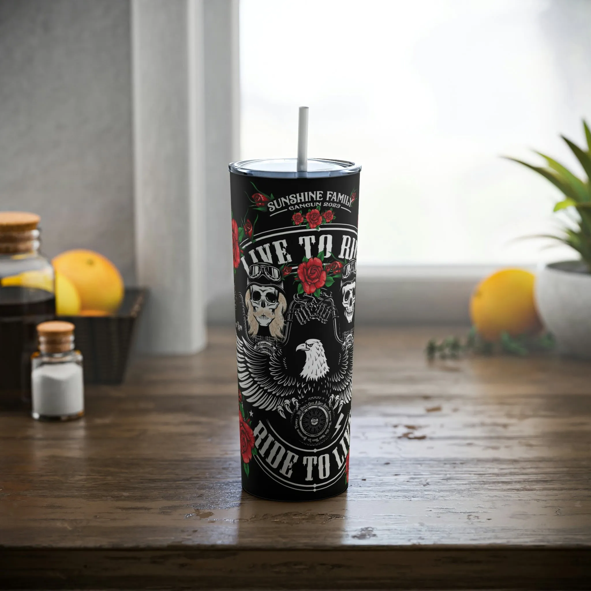 Tribute T - Skinny Steel Tumbler with Straw, 20oz