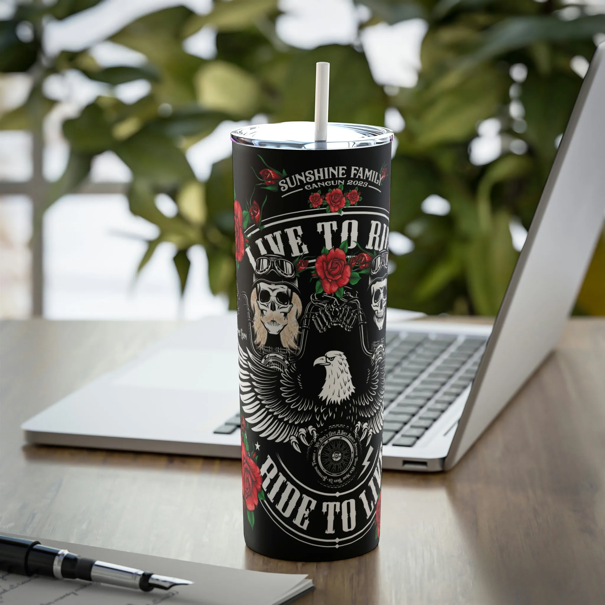 Tribute T - Skinny Steel Tumbler with Straw, 20oz