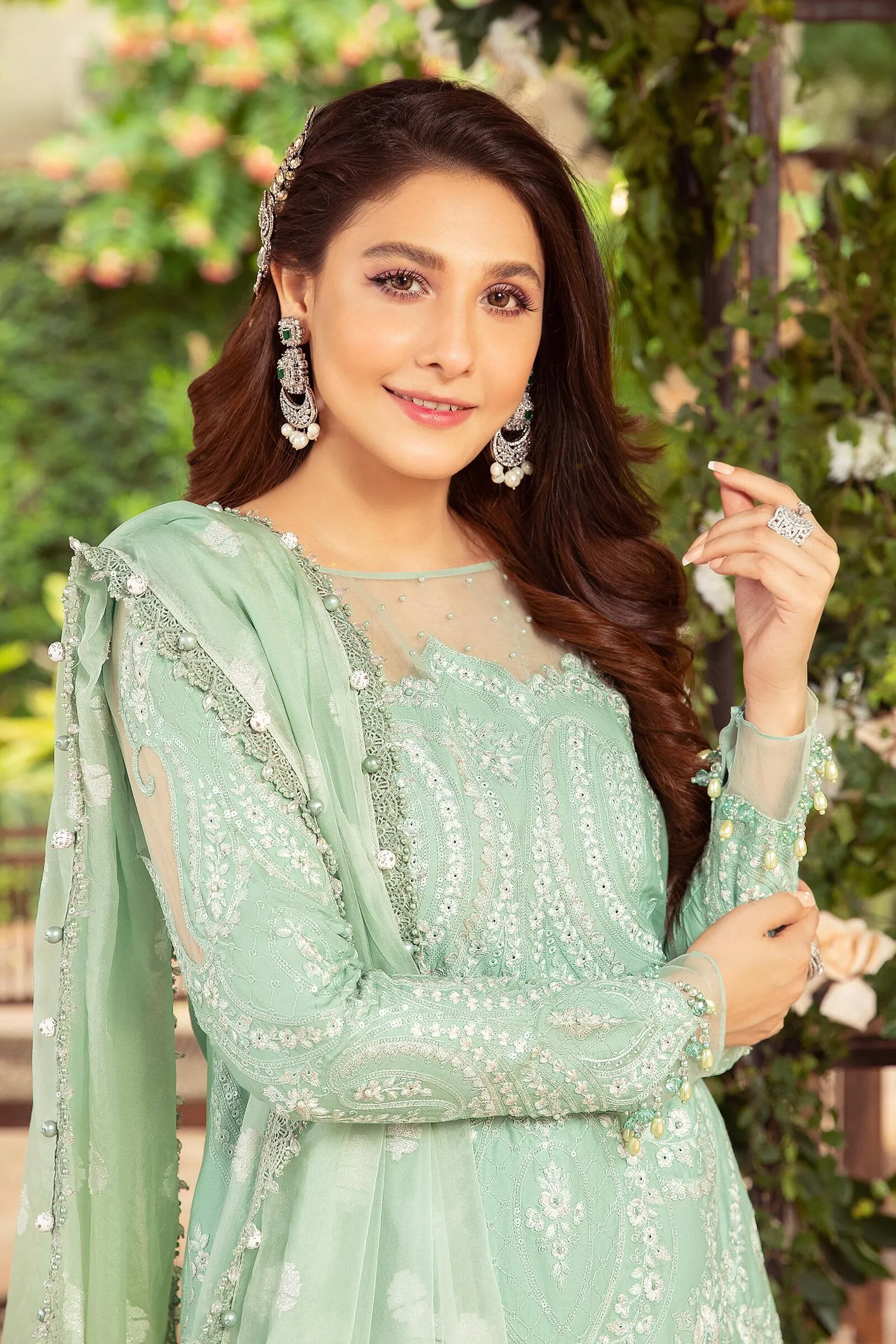 Unstitched Sateen CST-404-Sea Green | MariaB Sateen Cotton Collection 2021 | Unstitched Embroidered Cotton Satin Suits