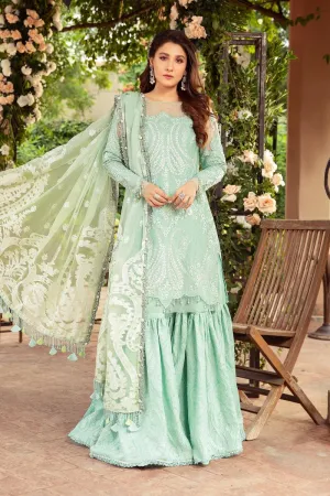 Unstitched Sateen CST-404-Sea Green | MariaB Sateen Cotton Collection 2021 | Unstitched Embroidered Cotton Satin Suits