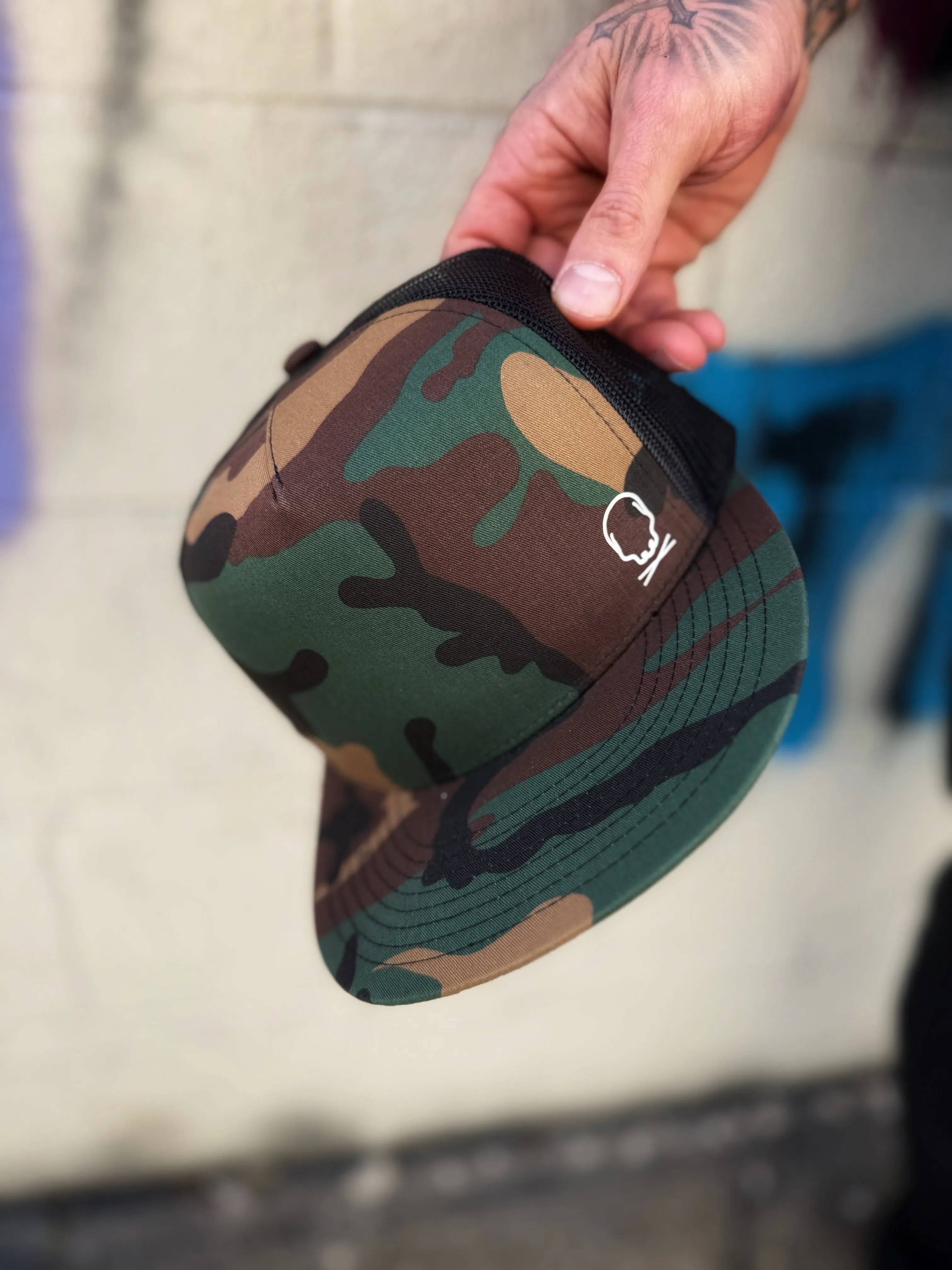 USA FLAG WHITE SIDE STYLE GREEN CAMO HAT