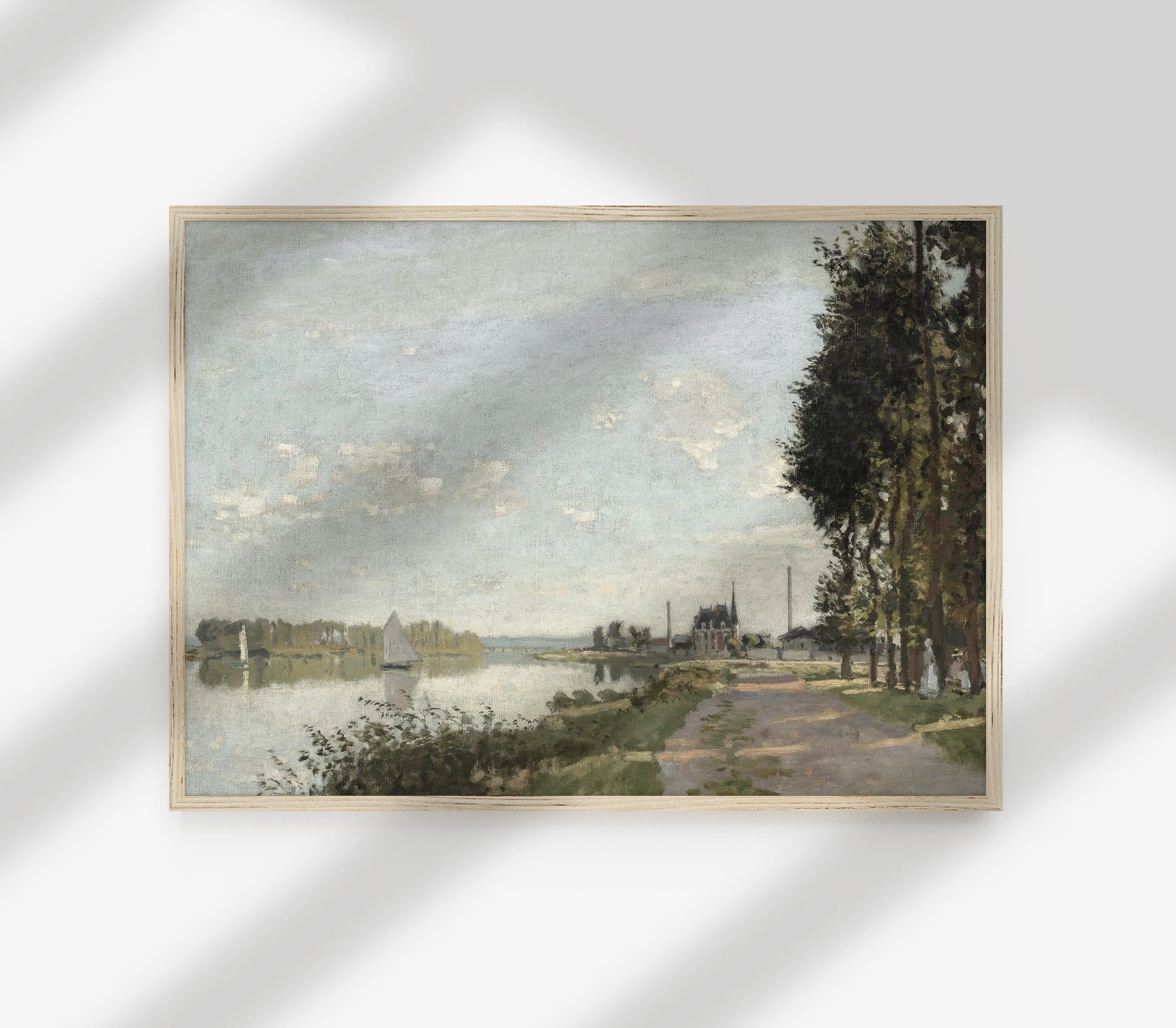 Vintage Coastal Riverside Landscape Art Print L0141