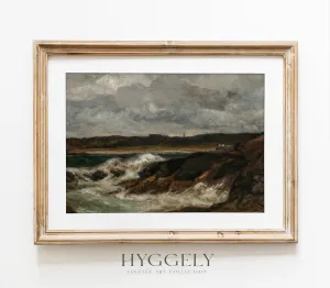 Vintage Crashing Waves Landscape Art Print L0132
