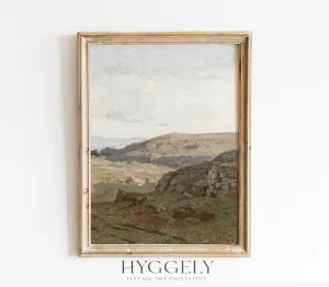 Vintage Landscape Overcast Painting L0223C